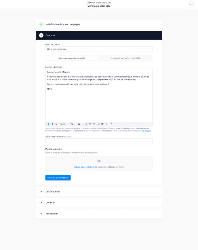 Creation campagne Step 2 Contenu simple-2