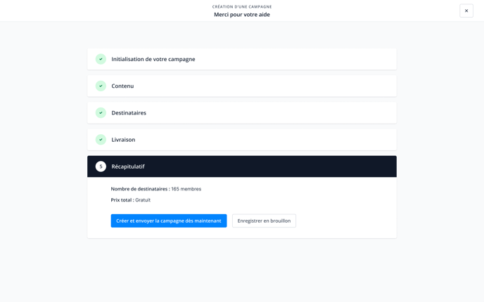 Creation campagne Step 5 recapitultaif Email-1