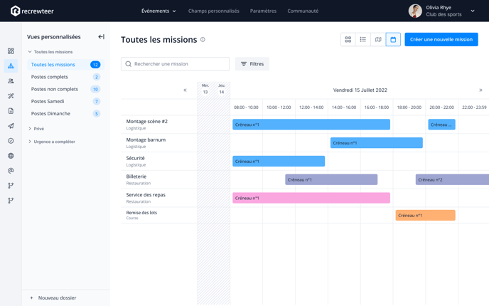 Poste vue planning