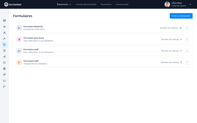 Tableau formulaire