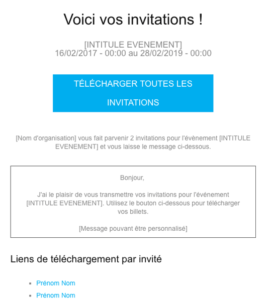 Envoyer des invitations pour mon événement