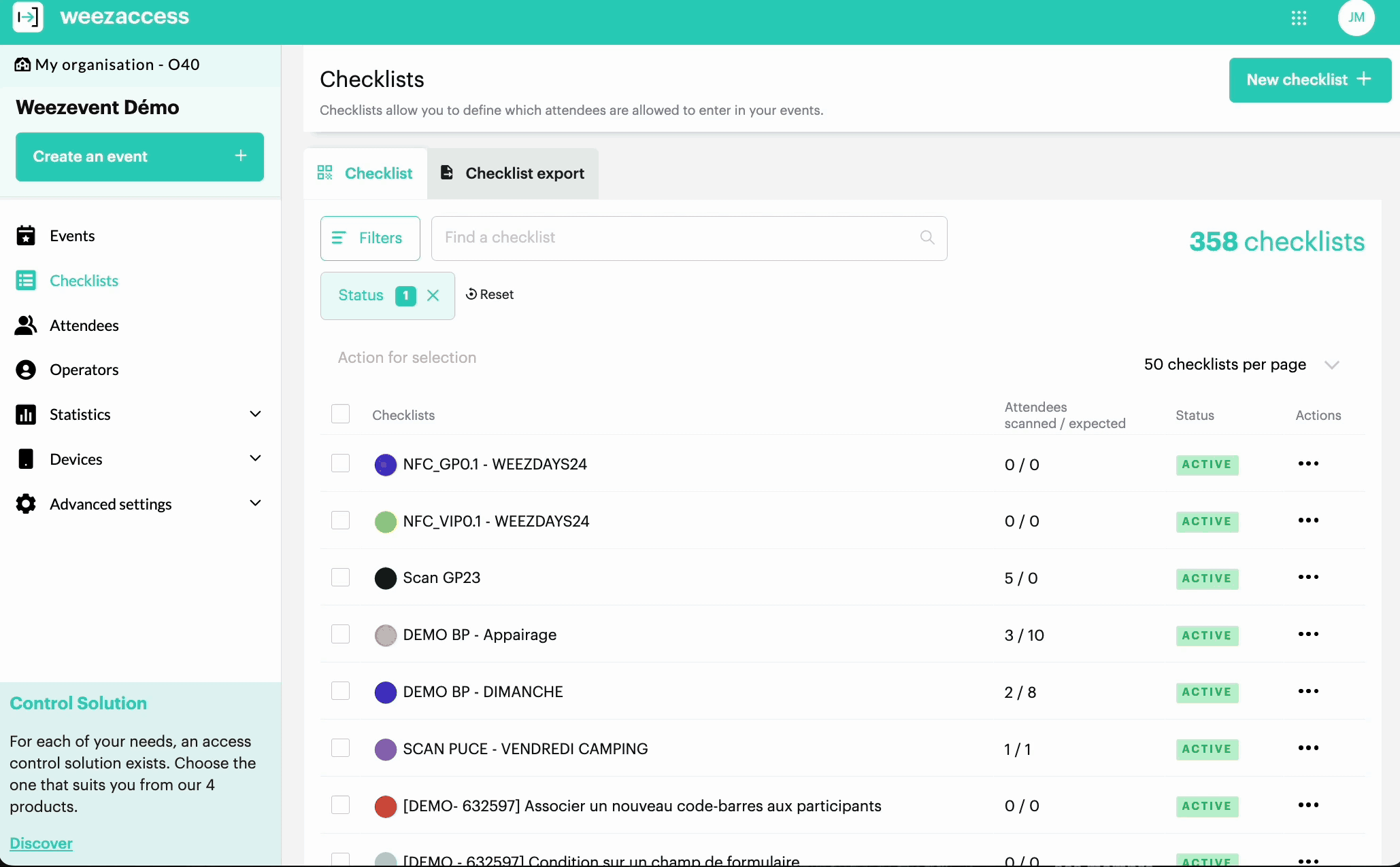 liste de controle EN