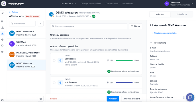 Découverte du module Affectations FR01