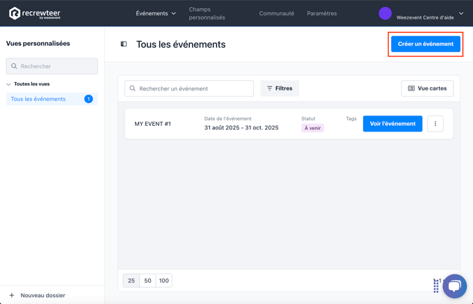 déployer un événement sur la plateforme FR01