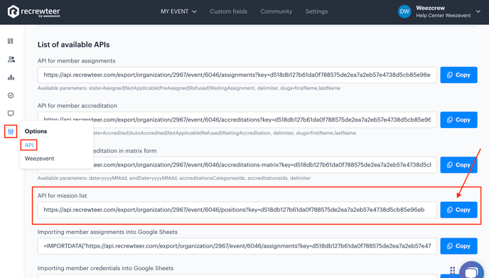 Exporter les données de mes missions EN