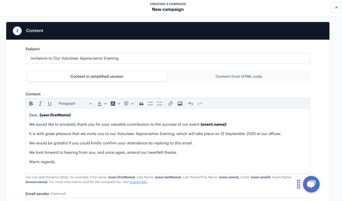 Intégrer des champs dynamiques dans le corps dun e-mail ou SMS EN01