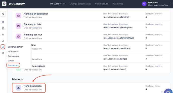 Intégrer un listing de membres affectés à ma fiche de mission FR