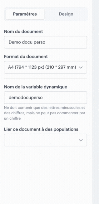 Lier un document personnalisé à une population FR-1