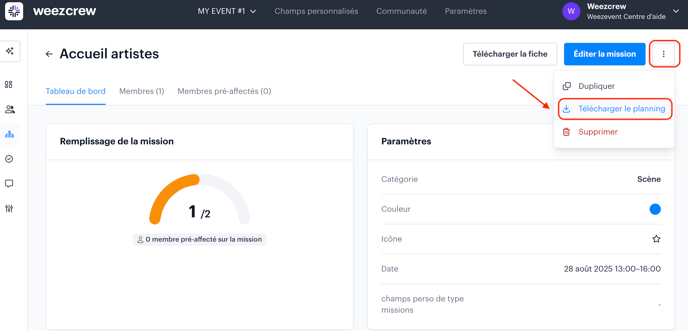 Modifier et exporter le planning dune mission FR02