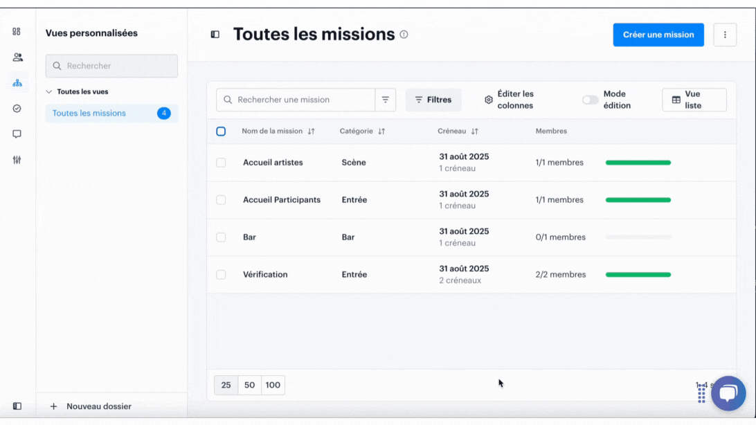 Modifier une propriété sur une ou plusieurs missions  FR01