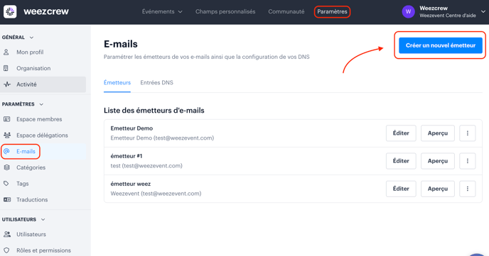 Paramétrer une adresse e-mail par défaut dans ma Communauté FR01