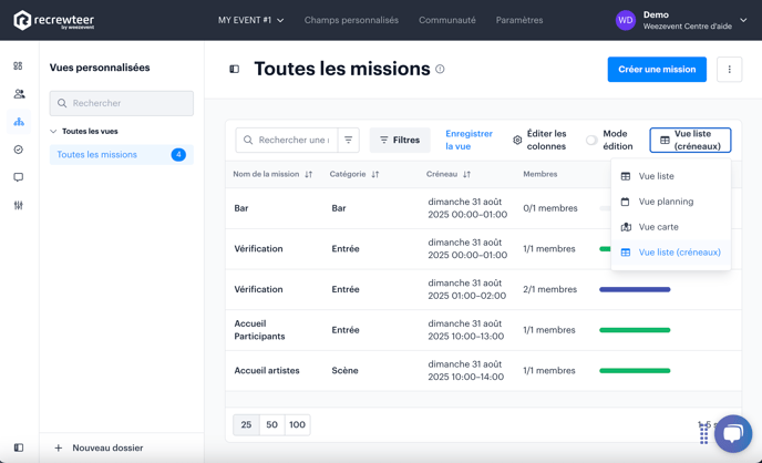 Choisir le format daffichage des missions FR01