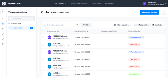 découverte du module membre FR