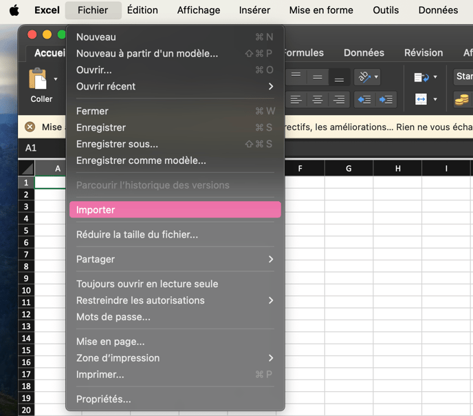 Ouvrir un fichier CSV sur Excel FR01