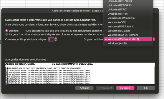 Ouvrir un fichier CSV sur Excel FR03