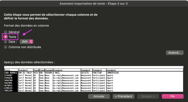 Ouvrir un fichier CSV sur Excel FR05