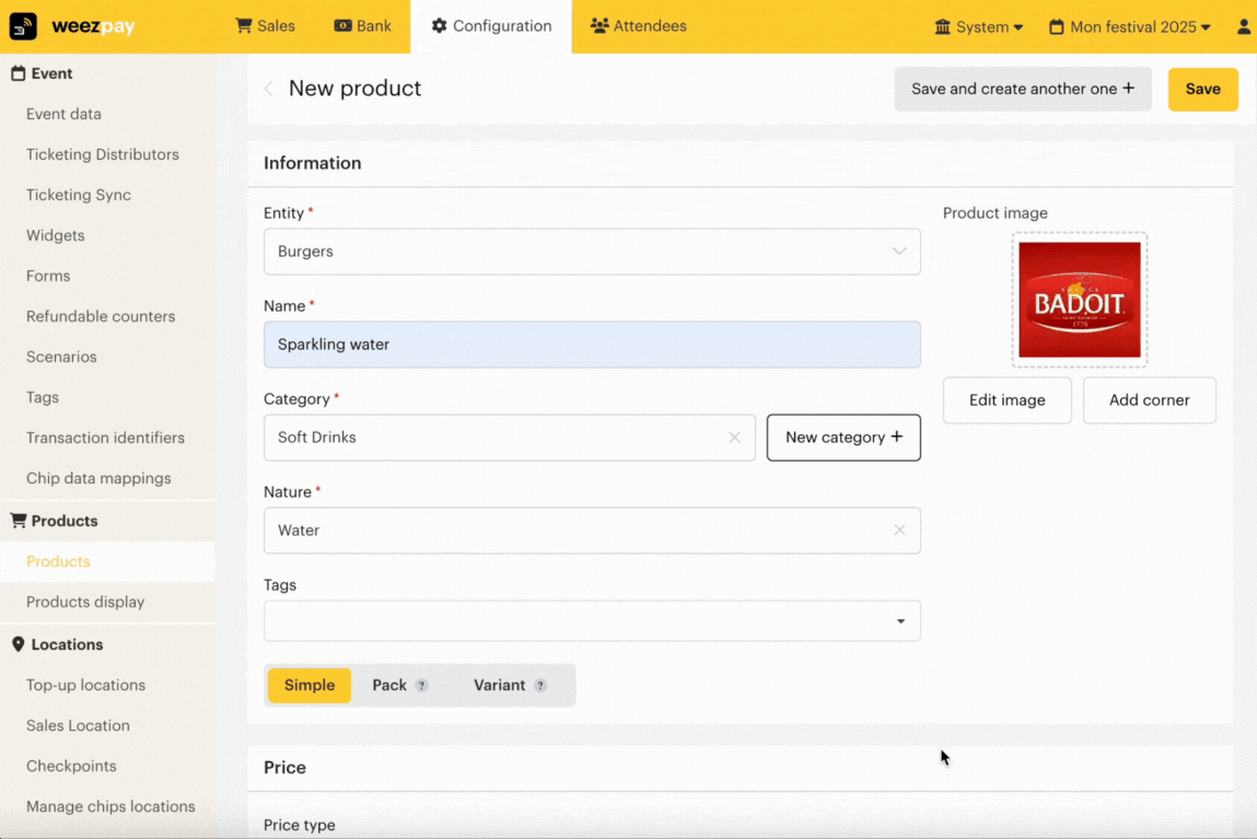 Créer et configurer un article cashless EN07