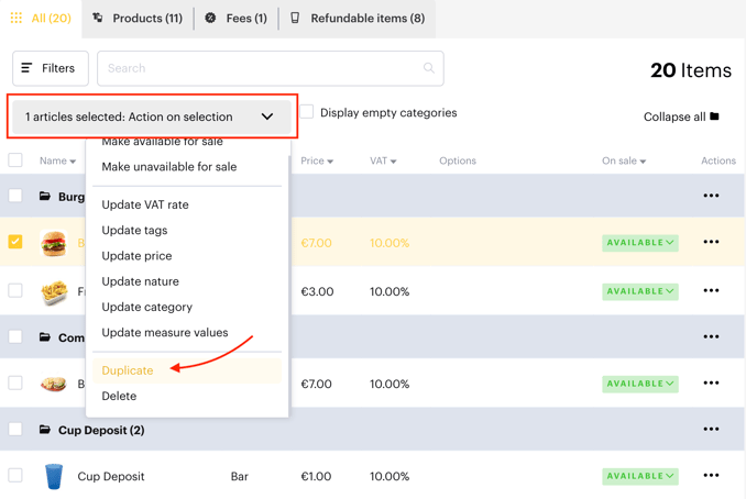 Créer et configurer un article cashless EN08