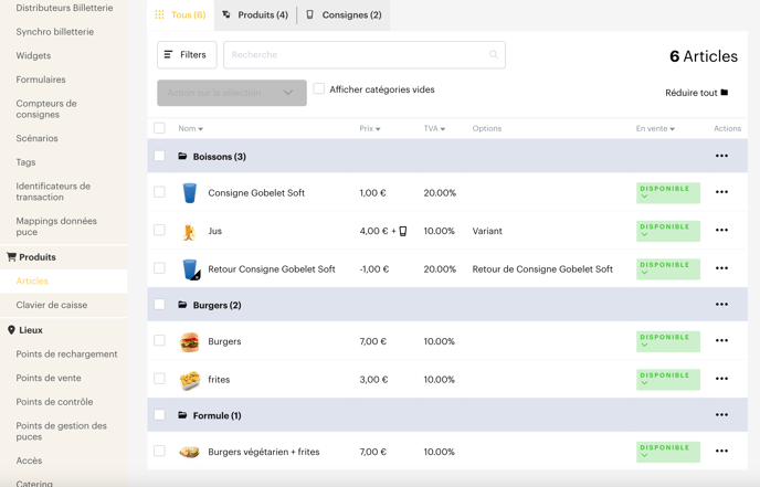 Créer et configurer un article cashless FR010
